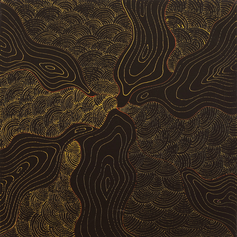 Aboriginal Artwork by Senita Napangardi Granites, Ngurlu Jukurrpa (Native Seed Dreaming), 30x30cm