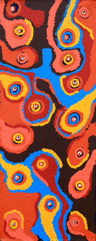 Aboriginal Artwork by Saraeva Napangardi Marshall, Mina Mina Dreaming - Ngalyipi, 76x30cm - ART ARK®