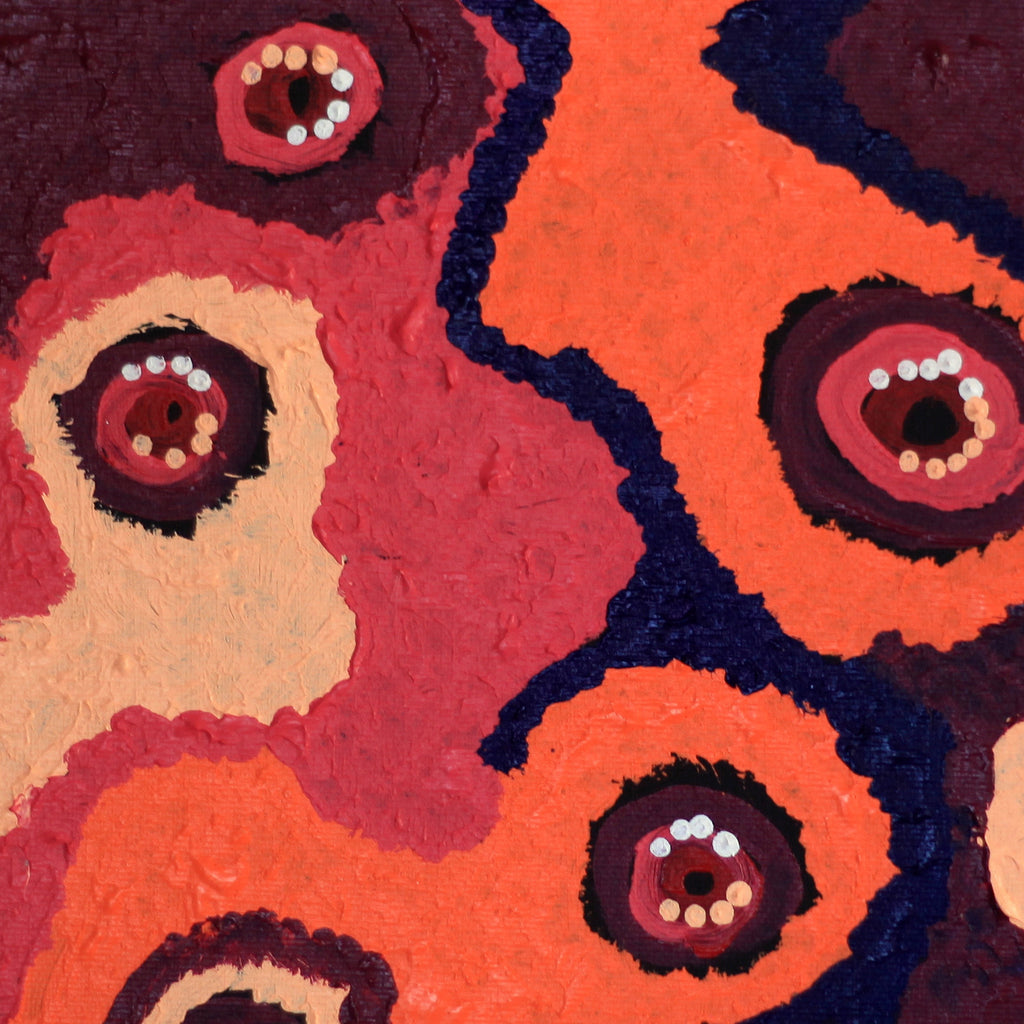Aboriginal Artwork by Saraeva Napangardi Marshall, Mina Mina Jukurrpa (Mina Mina Dreaming) - Ngalyipi, 30x30cm