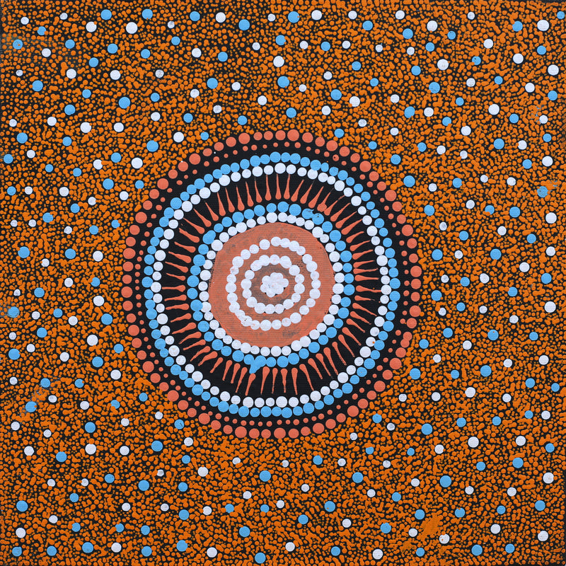 Aboriginal Artwork by Serita Nakamarra Ross, Pamapardu Jukurrpa (Flying Ant Dreaming) - Warntungurru, 30x30cm