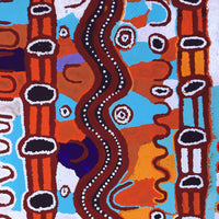 Aboriginal Artwork by Shaimaya Nampijinpa Brown, Luurnpa Jukurrpa (Kingfisher Dreaming) - Lake MacKay, 122x61cm