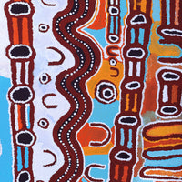 Aboriginal Artwork by Shaimaya Nampijinpa Brown, Luurnpa Jukurrpa (Kingfisher Dreaming) - Lake MacKay, 122x61cm
