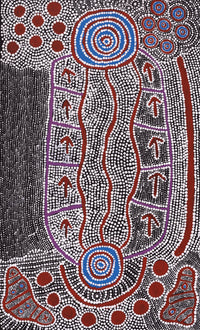 Aboriginal Artwork by Shakira Napaljarri Morris, Yarungkanyi Jukurrpa (Mt Doreen Dreaming), 76x46cm