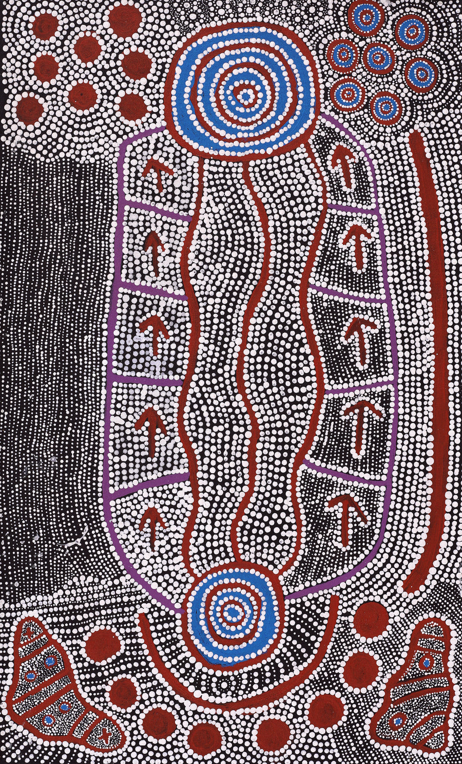 Aboriginal Artwork by Shakira Napaljarri Morris, Yarungkanyi Jukurrpa (Mt Doreen Dreaming), 76x46cm