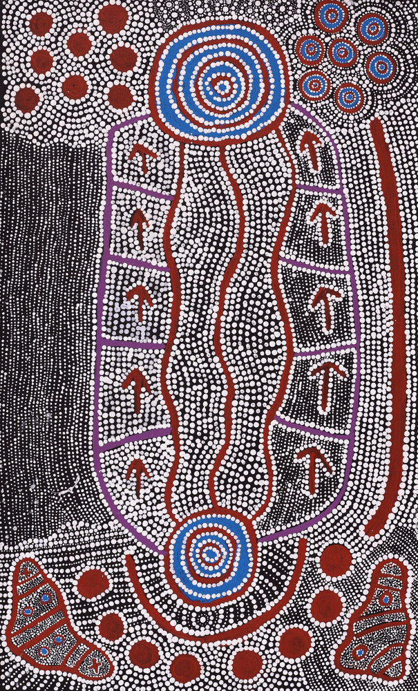 Aboriginal Artwork by Shakira Napaljarri Morris, Yarungkanyi Jukurrpa (Mt Doreen Dreaming), 76x46cm