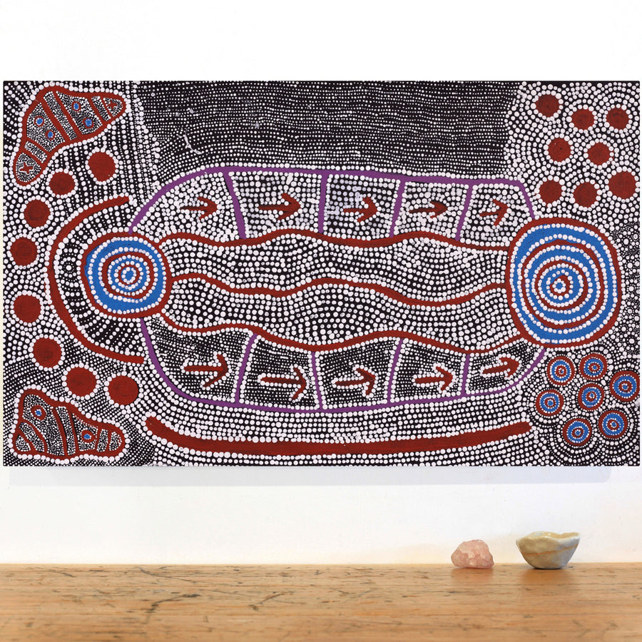Aboriginal Artwork by Shakira Napaljarri Morris, Yarungkanyi Jukurrpa (Mt Doreen Dreaming), 76x46cm