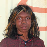 Aboriginal Artwork by Shakira Pitjara Patrick, Yarla Jukurrpa (Bush Potato Dreaming) - Cockatoo Creek, 46x46cm