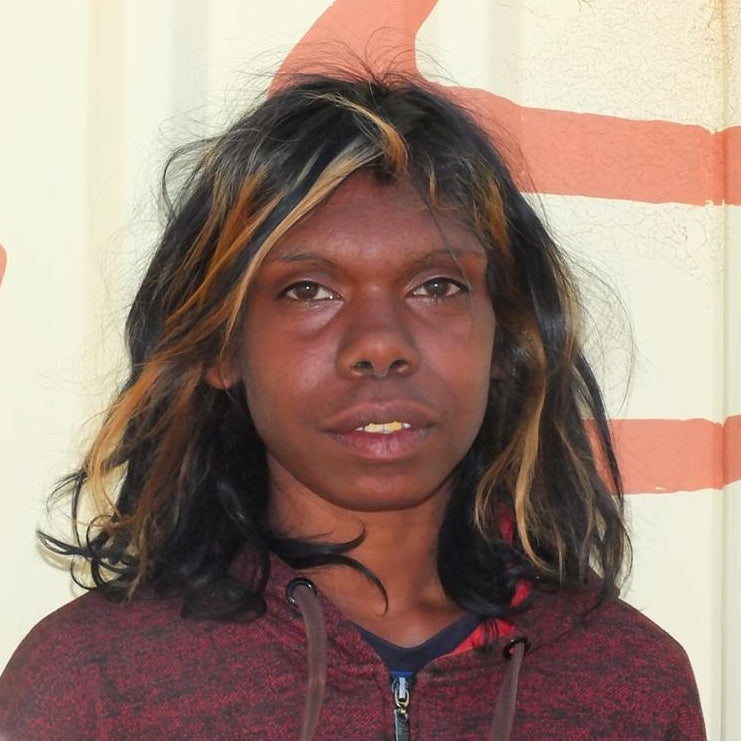 Aboriginal Artwork by Shakira Pitjara Patrick, Yarla Jukurrpa (Bush Potato Dreaming) - Cockatoo Creek, 46x46cm