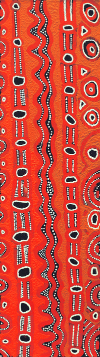 Aboriginal Artwork by Shaimaya Nampijinpa Brown, Luurnpa Jukurrpa (Kingfisher Dreaming) - Lake MacKay, 107x30cm