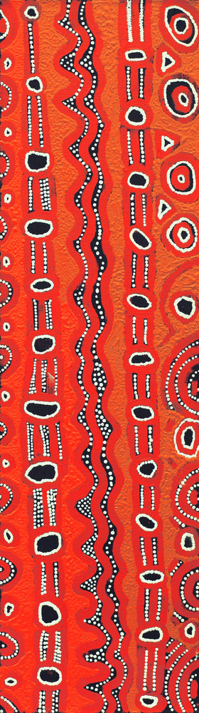 Aboriginal Artwork by Shaimaya Nampijinpa Brown, Luurnpa Jukurrpa (Kingfisher Dreaming) - Lake MacKay, 107x30cm
