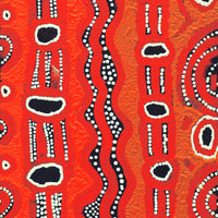 Aboriginal Artwork by Shaimaya Nampijinpa Brown, Luurnpa Jukurrpa (Kingfisher Dreaming) - Lake MacKay, 107x30cm