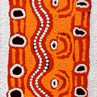 Aboriginal Artwork by Shaimaya Nampijinpa Brown, Luurnpa Jukurrpa (Kingfisher Dreaming) - Lake MacKay, 107x30cm