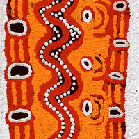 Aboriginal Artwork by Shaimaya Nampijinpa Brown, Luurnpa Jukurrpa (Kingfisher Dreaming) - Lake MacKay, 107x30cm
