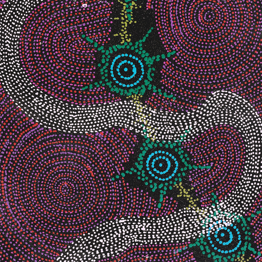 Aboriginal Artwork by Shanna Napanangka Williams, Seven Sisters Dreaming, 107x46cm