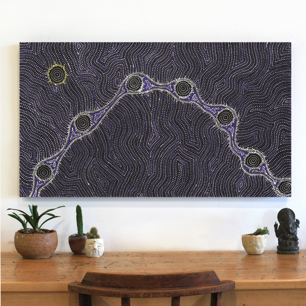 Aboriginal Artwork by Shanna Napanangka Williams, Star or Seven Sisters Dreaming, 107x61cm