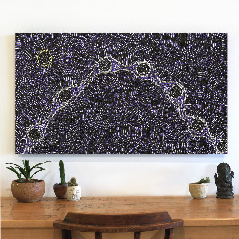 Aboriginal Artwork by Shanna Napanangka Williams, Star or Seven Sisters Dreaming, 107x61cm