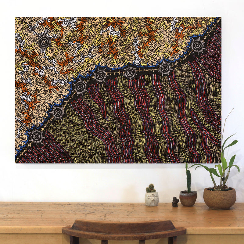 Aboriginal Artwork by Shanna Napanangka Williams, Seven Sisters Dreaming, 107x76cm