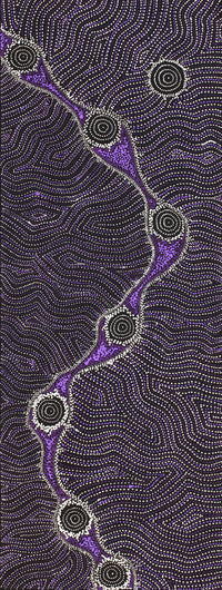 Aboriginal Artwork by Shanna Napanangka Williams, Star or Seven Sisters Dreaming, 122x46cm