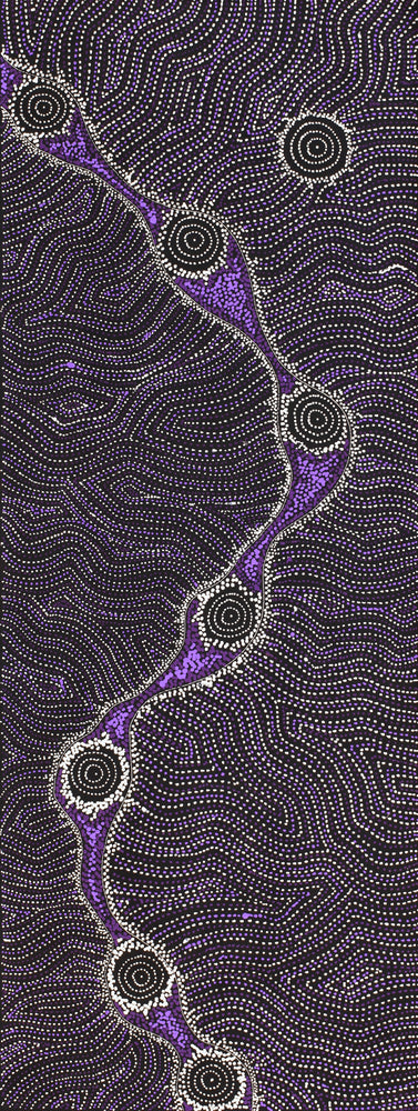 Aboriginal Artwork by Shanna Napanangka Williams, Star or Seven Sisters Dreaming, 122x46cm