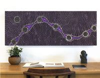 Aboriginal Artwork by Shanna Napanangka Williams, Star or Seven Sisters Dreaming, 122x46cm