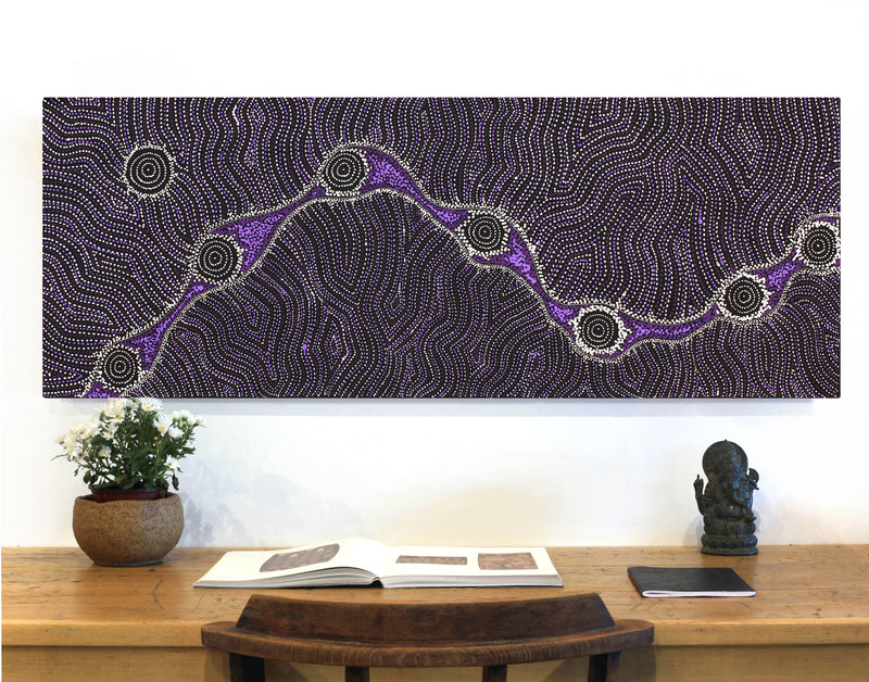 Aboriginal Artwork by Shanna Napanangka Williams, Star or Seven Sisters Dreaming, 122x46cm