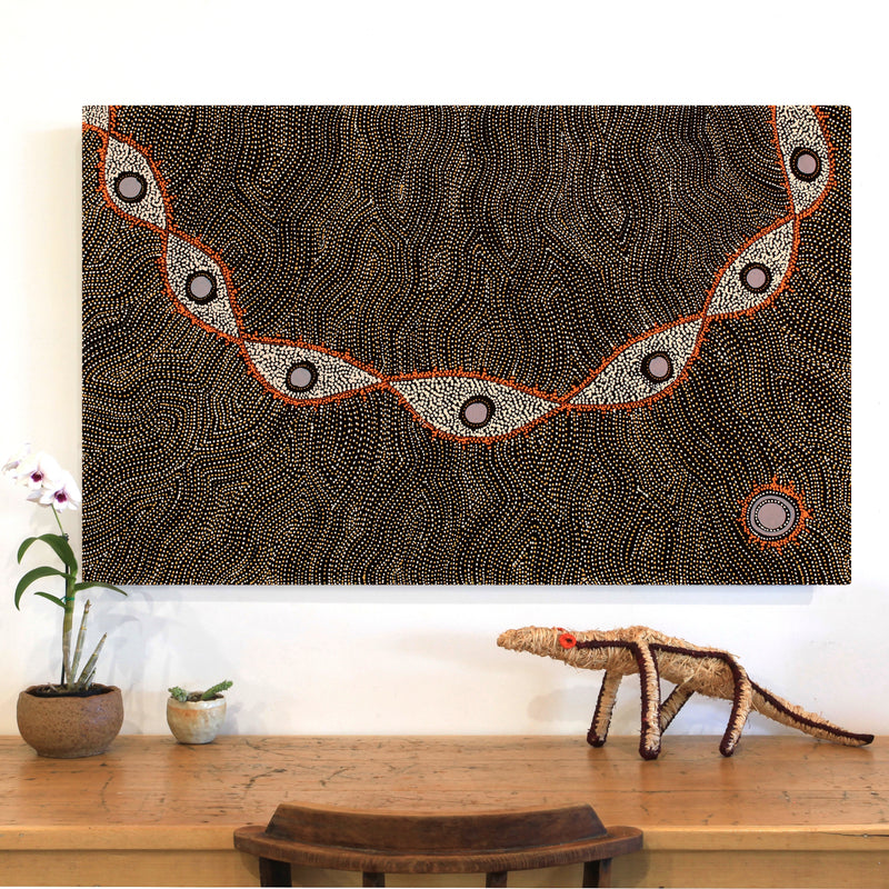 Aboriginal Artwork by Shanna Napanangka Williams, Star or Seven Sisters Dreaming, 122x76cm