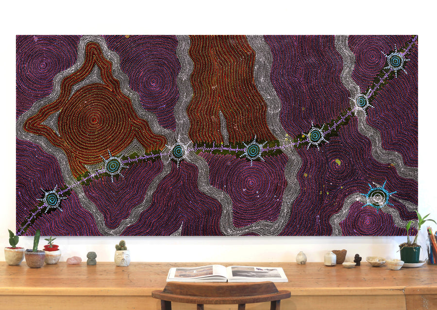 Aboriginal Artwork by Shanna Napanangka Williams, Seven Sisters Dreaming, 183x91cm