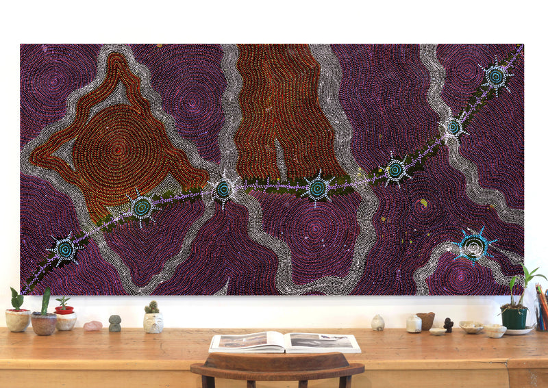Aboriginal Artwork by Shanna Napanangka Williams, Seven Sisters Dreaming, 183x91cm