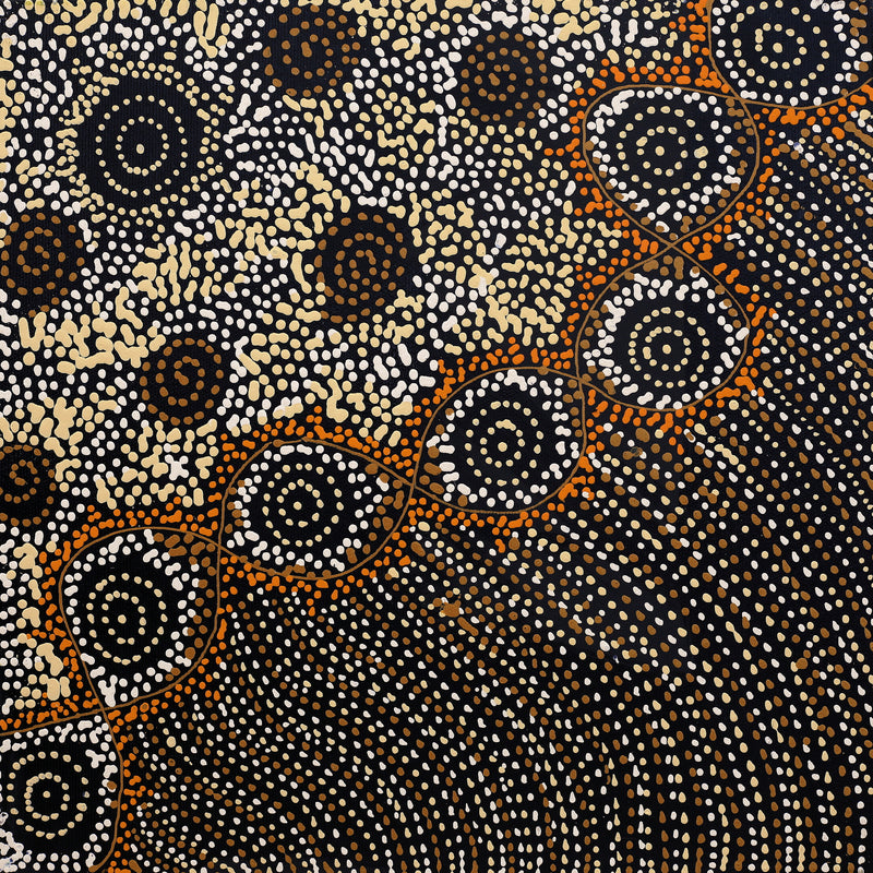 Aboriginal Artwork by Shanna Napanangka Williams, Napaljarri-Warnu Jukurrpa ( Seven Sisters Dreaming), 30x30cm