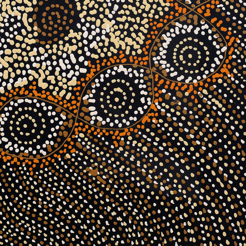 Aboriginal Artwork by Shanna Napanangka Williams, Napaljarri-Warnu Jukurrpa ( Seven Sisters Dreaming), 30x30cm