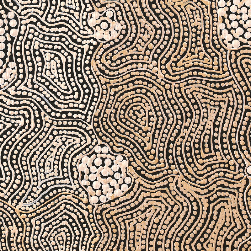 Aboriginal Artwork by Nathania Nangala Granites, Warlukurlangu Jukurrpa (Fire country Dreaming), 30x30cm
