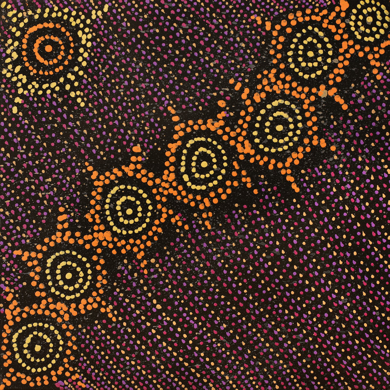 Aboriginal Artwork by Shanna Napanangka Williams, Napaljarri-warnu Jukurrpa (Seven Sisters Dreaming), 30x30cm