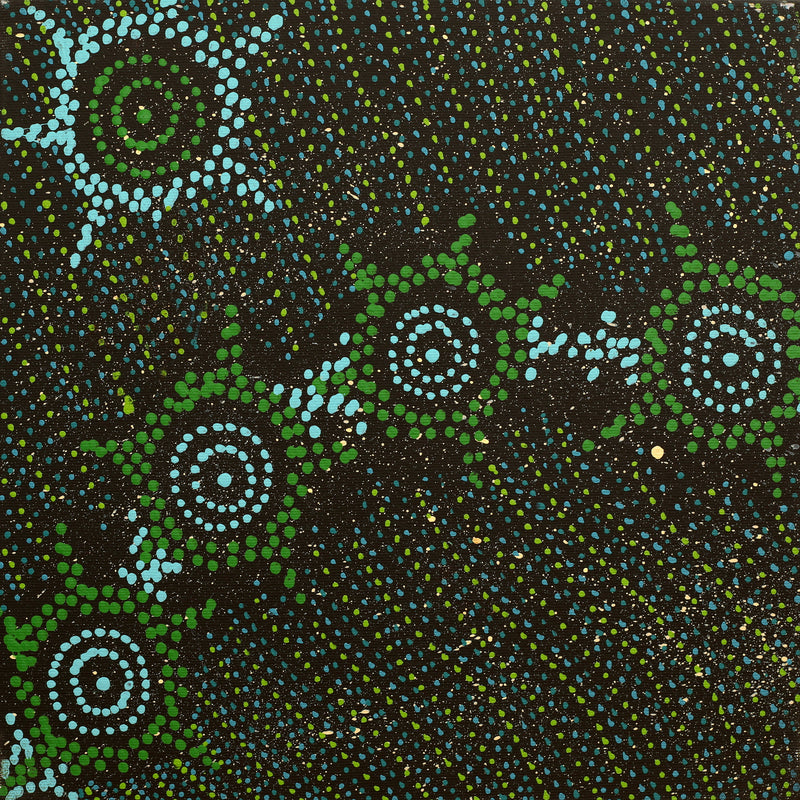 Aboriginal Artwork by Shanna Napanangka Williams, Napaljarri-Warnu Jukurrpa ( Seven Sisters Dreaming), 30x30cm