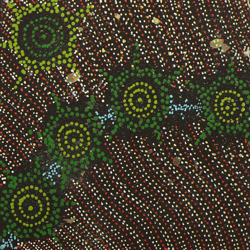 Aboriginal Artwork by Shanna Napanangka Williams, Napaljarri-Warnu Jukurrpa ( Seven Sisters Dreaming), 30x30cm