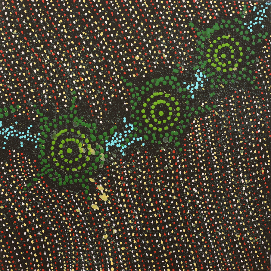 Aboriginal Artwork by Shanna Napanangka Williams, Napaljarri-Warnu Jukurrpa ( Seven Sisters Dreaming), 30x30cm