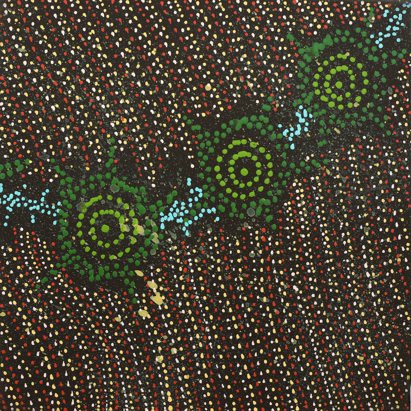 Aboriginal Artwork by Shanna Napanangka Williams, Napaljarri-Warnu Jukurrpa ( Seven Sisters Dreaming), 30x30cm