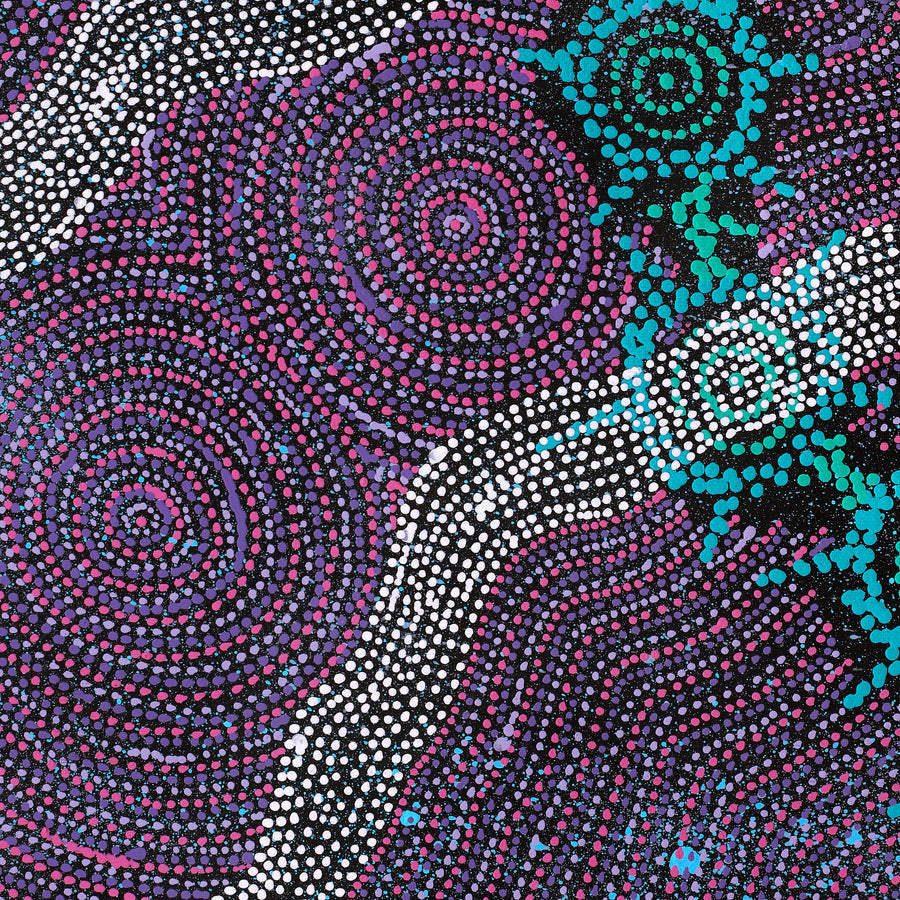 Aboriginal Artwork by Shanna Napanangka Williams, Napaljarri-warnu Jukurrpa (Seven Sisters Dreaming), 50x40cm