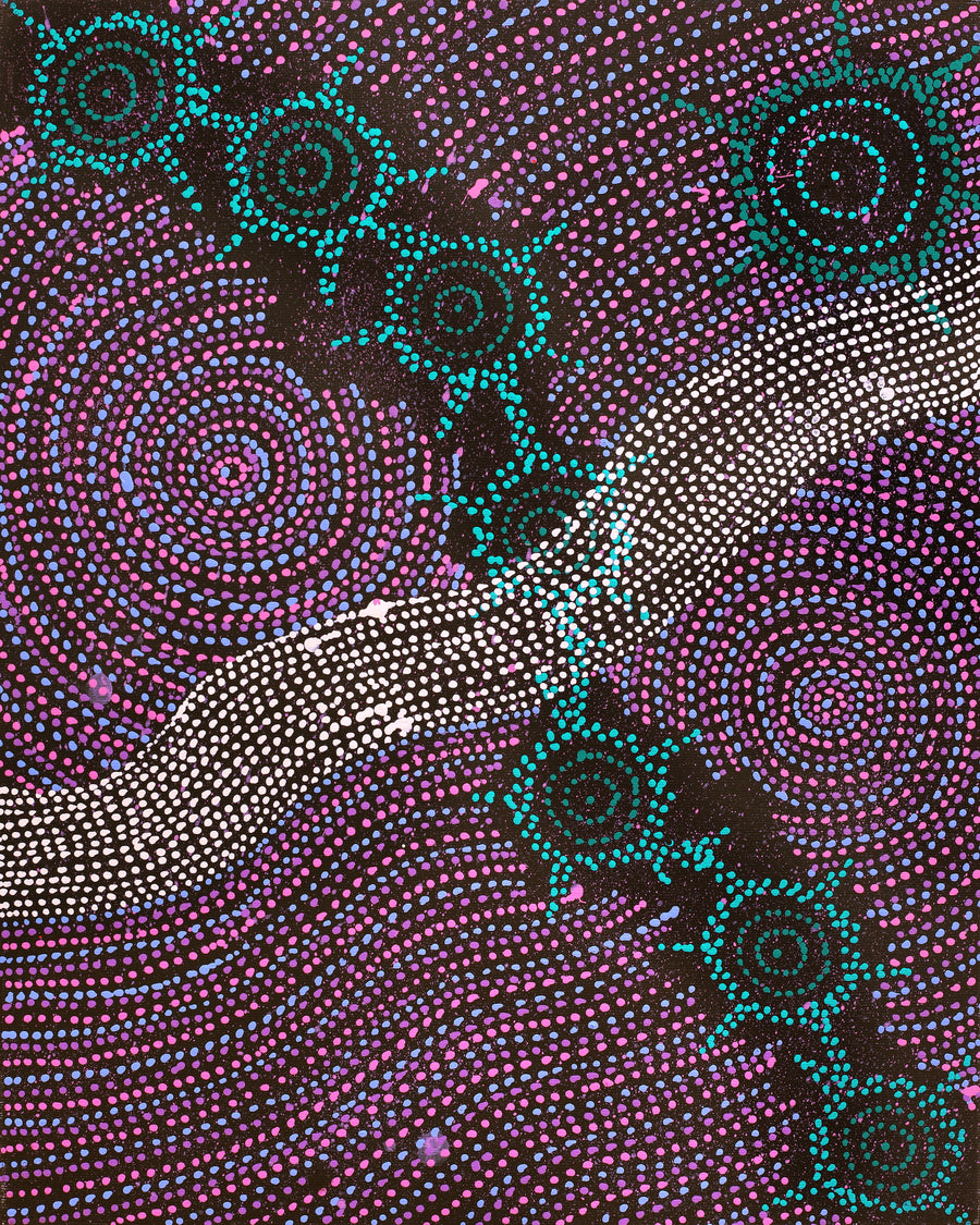 Aboriginal Artwork by Shanna Napanangka Williams, Napaljarri-warnu Jukurrpa (Seven Sisters Dreaming), 50x40cm