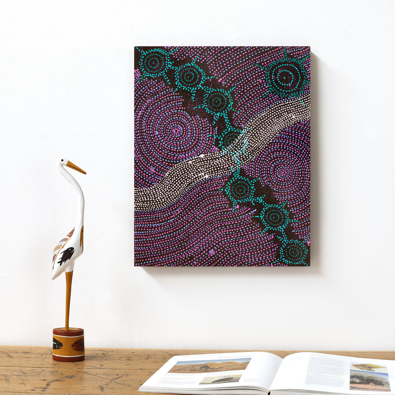 Aboriginal Artwork by Shanna Napanangka Williams, Napaljarri-warnu Jukurrpa (Seven Sisters Dreaming), 50x40cm
