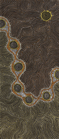 Aboriginal Artwork by Shanna Napanangka Williams, Star or Seven Sisters Dreaming, 107x46cm