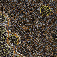 Aboriginal Artwork by Shanna Napanangka Williams, Star or Seven Sisters Dreaming, 107x46cm