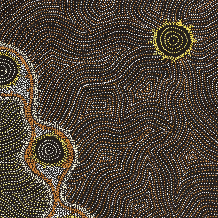 Aboriginal Artwork by Shanna Napanangka Williams, Star or Seven Sisters Dreaming, 107x46cm