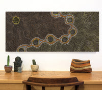 Aboriginal Artwork by Shanna Napanangka Williams, Star or Seven Sisters Dreaming, 107x46cm