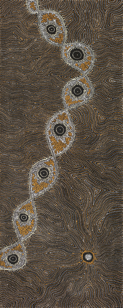 Aboriginal Artwork by Shanna Napanangka Williams, Yanjirlpirri or Napaljarri-Warnu Jukurrpa (Star or Seven Sisters Dreaming), 152x61cm - ART ARK®