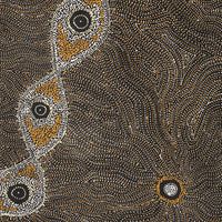 Aboriginal Artwork by Shanna Napanangka Williams, Yanjirlpirri or Napaljarri-Warnu Jukurrpa (Star or Seven Sisters Dreaming), 152x61cm