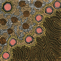 Aboriginal Artwork by Shanna Napanangka Williams, Napaljarri-Warnu Jukurrpa ( Seven Sisters Dreaming), 30x30cm
