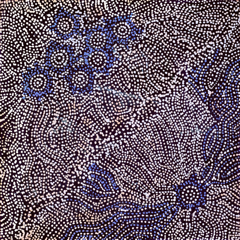 Aboriginal Artwork by Shanna Napanangka Williams, Yanjirlpirri or Napaljarri-Warnu Jukurrpa (Star or Seven Sisters Dreaming), 30x30cm