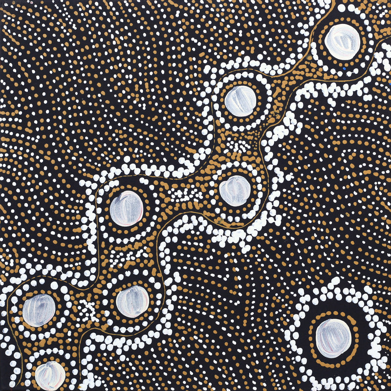 Aboriginal Artwork by Shanna Napanangka Williams, Napaljarri-Warnu Jukurrpa ( Seven Sisters Dreaming), 30x30cm