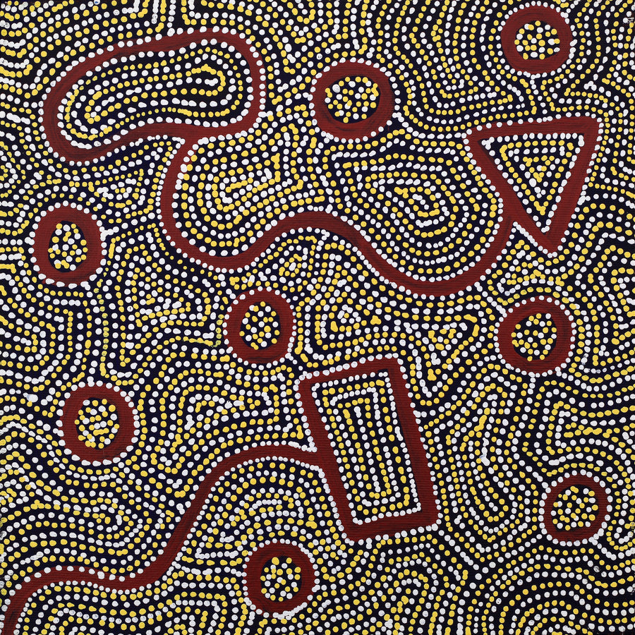 Aboriginal Artwork by Shanna Napanangka Williams, Ngapa Jukurrpa - Puyurru, 30x30cm