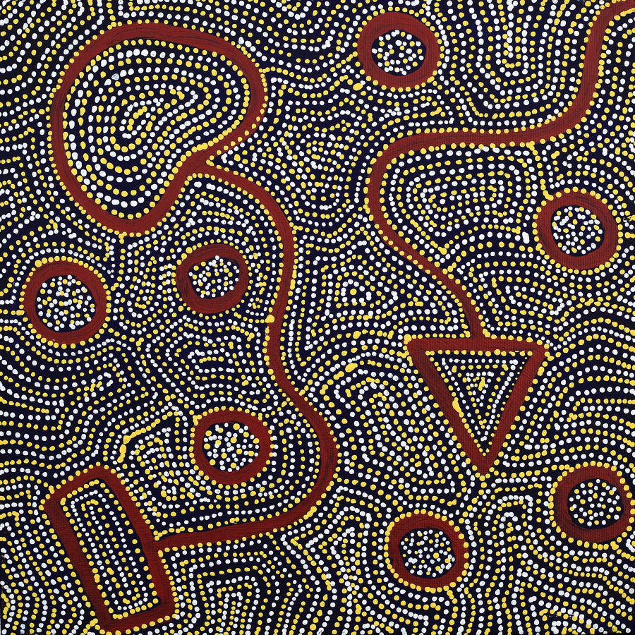 Aboriginal Artwork by Shanna Napanangka Williams, Ngapa Jukurrpa - Puyurru, 30x30cm